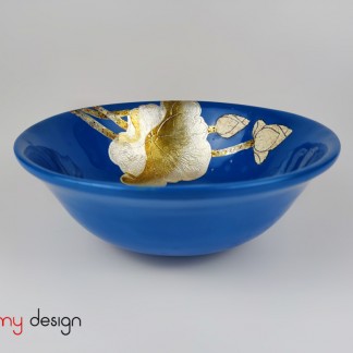 Blue bowl hand-painted with lotus 22cm